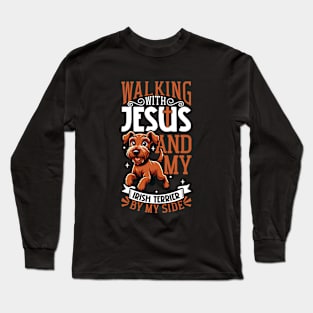 Jesus and dog - Irish Terrier Long Sleeve T-Shirt